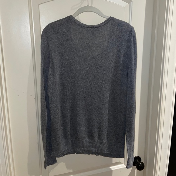 LOFT Embellished Jeweled Collar Gray Sweater - Picture 4 of 8